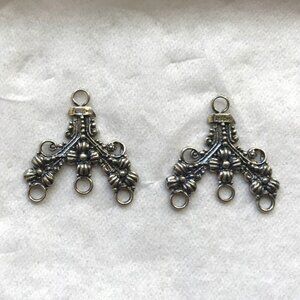 NWT Floral Oxidized Silver Chandeliers or Connectors for Jewelers, Jewelrymaking